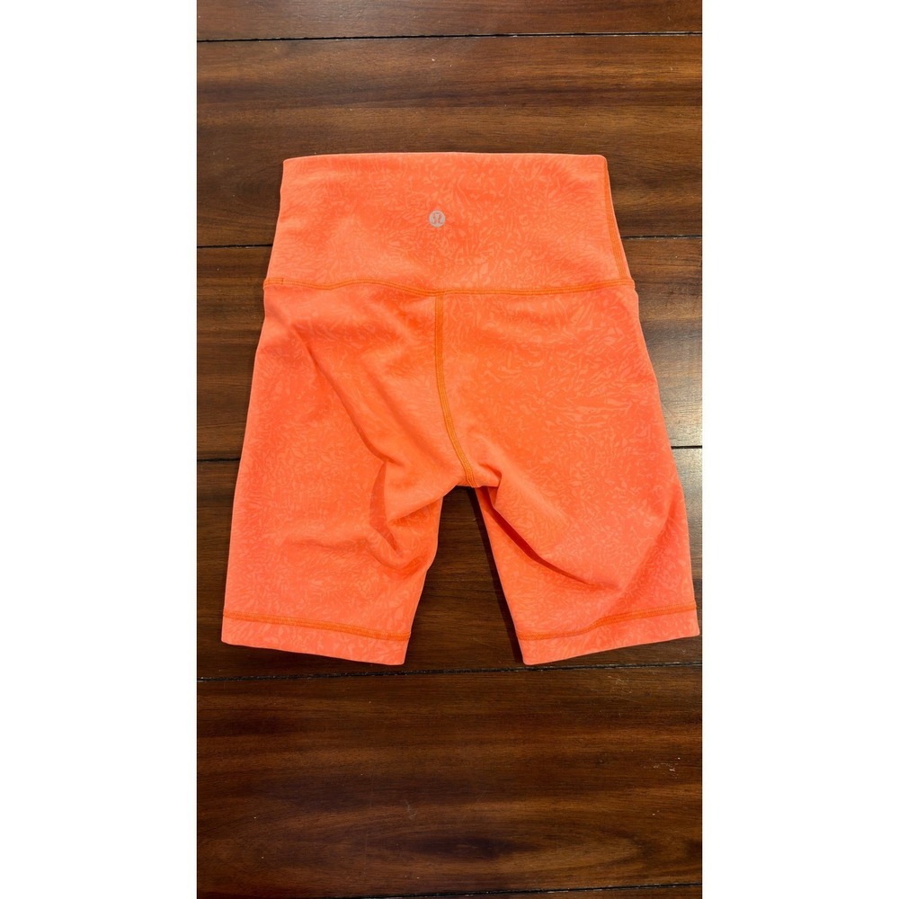 Lululemon Align High-Rise Short Orange Floral Embossed Nulu Biker Shorts Size 4 - Picture 3 of 16